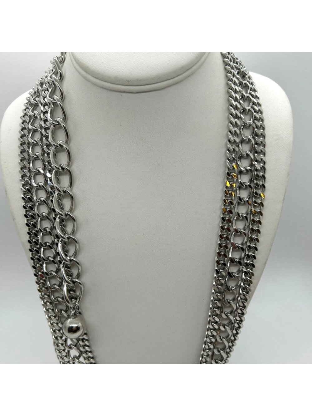 Chunky Statement Necklace or Belt Multi Strand Curb Chain Silver-tone Punk